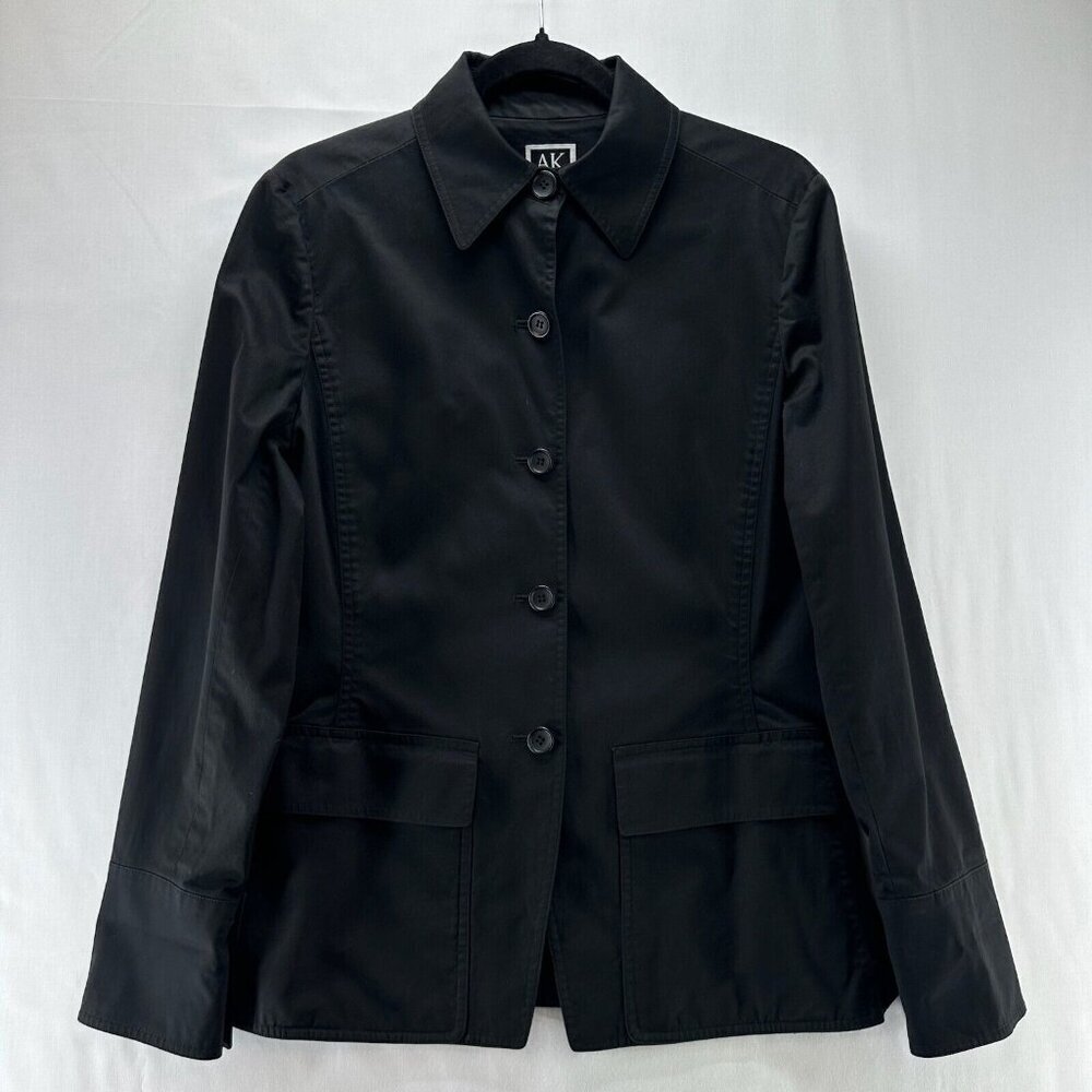 Anne Klein Blouse Womens Size 8 Shirt Button Front Long Sleeve Woven Black